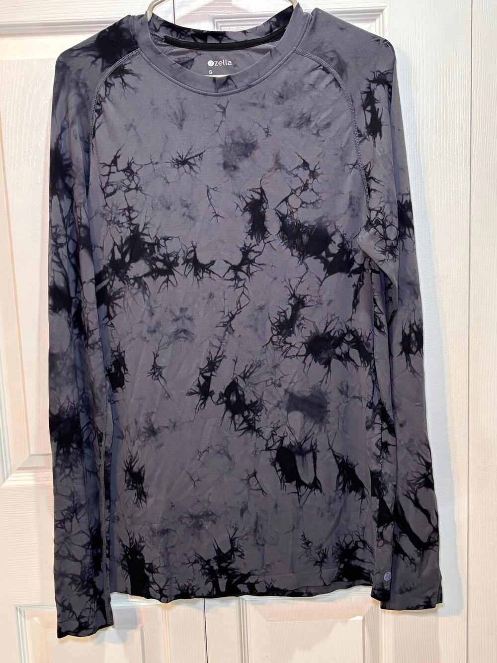 Zella Women’s Small Gray Black Tie Dye Long Sleeve Athletic Top